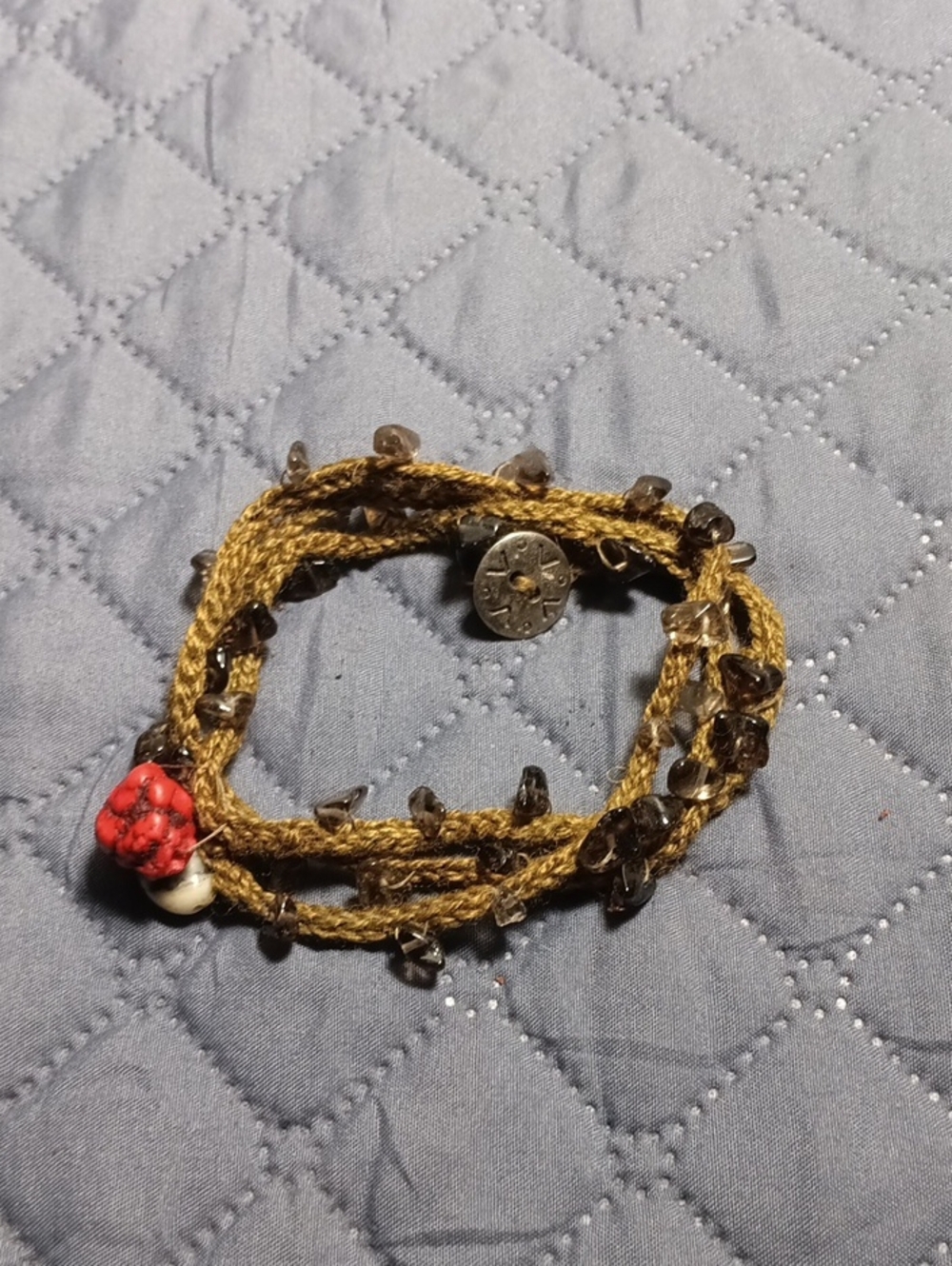 Boho Brown Beaded Crochet Linen Wrap Bracelet Necklace